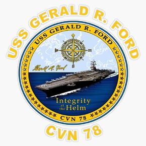 Leyland Designs USS Gerald R. Ford (Cvn-78) Crest for Dark Colors Sticker Outdoor Rated Vinyl Sticker Decal for Windows, Bumpers, Laptops or Crafts 5" in Kuwait