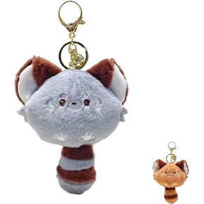 Plush Long Tailed Red Panda Coin Purse, Lesser Panda Zippered Coin Pouch with a Sound-Making Tail Bell (Misty Blue) in Kuwait