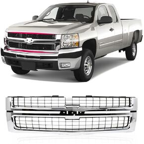 إطار مطلي بالكروم أسود غير لامع شواية مصبغة مع شعار يناسب 2007-2010 تشيفي سيلفرادو 2500HD 3500HD WT LT LTZ يناسب 25825521 GM1200608 in Kuwait