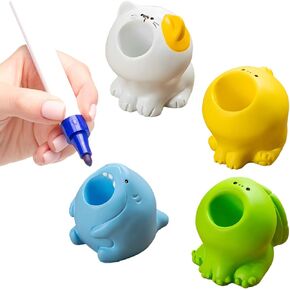 4 قطع حامل أقلام واحد - حامل أقلام رصاص من الراتنج على شكل حيوان صغير لقلم النافورة وفرشاة الأسنان ومنظم المكتب والفصول الدراسية والمكتب وديكورات المنزل in Kuwait