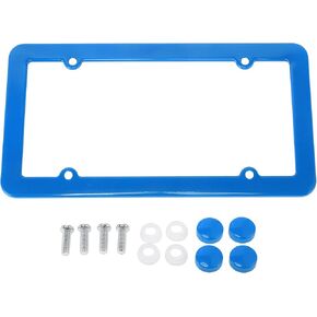 License Plate Frame Stainless Steel Car License Plate Frame Bracket with Screws Caps 4 Hole Black Round Hole Wide Frame in Kuwait