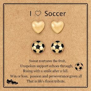 2 Pairs Sport Earrings for Women Hypoallergenic Heart Studs Basketball Softball Football Volleyball Soccer Earrings Set Sports Themed Accessories Jewelry Gifts for Coach Players Teammate Mom in Kuwait