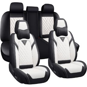 Car Seat Covers for Hyundai Santa Fe 2001-2024,Breathable Nappa Leather Car Seat Protector,Full Seat Cover Automotive Seat Cushion with Airbag Compatible(5 Seats,Black) in Kuwait