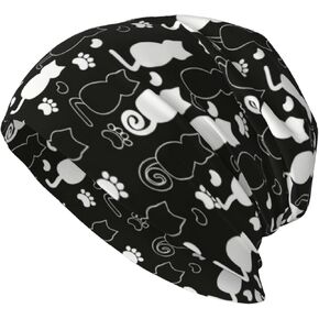 Cat Beanie Chemo Hats for Women Men Slouchy Cancer Headwear Stretchy Skull Cap Soft Knitted Hat Nightcap Chemo Gifts in Saudi Arabia