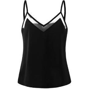 Women's Summer Mesh V Neck Camisole Top Dressy Casual Spaghetti Strap Going Out Tops in Kuwait