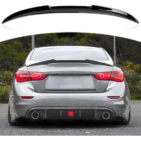 جناح خلفي وجناح سقف طقم أسود لامع لسيارة إنفينيتي Q50 2014-2024 (سبويلر خلفي-أسود لامع) in Kuwait