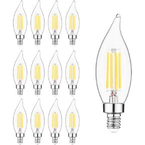 مصابيح LED شمعدان E12 من Sengled قابلة للتعتيم، مصابيح إضاءة ثريا CA10 مكافئة 60 وات، مصابيح شموع بيضاء ناعمة 2700 ك للثريات، مروحة السقف، ضوء قلادة، 6 عبوات in Kuwait