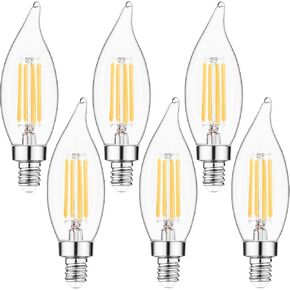 مصابيح LED شمعدان E12 من Sengled قابلة للتعتيم، مصابيح إضاءة ثريا CA10 مكافئة 60 وات، مصابيح شموع بيضاء ناعمة 2700 ك للثريات، مروحة السقف، ضوء قلادة، 6 عبوات in Kuwait