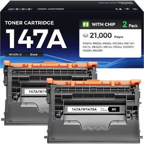 خرطوشة حبر سوداء 147A مكونة من عبوتين بديلة عالية الإنتاجية لحبر HP 147A W1470A 147X متوافق مع حبر الطابعة HP LaserJet Enterprise MFP M634 M635 M636 M610 M611 M612 الكل في واحد h z dn x fht fh in Kuwait