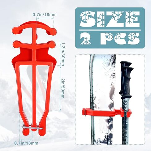 Cross Country Skis and Poles Holder, Universal Ski Pole Clips Holder Ski Pole Carrier Ski Accessories, 1 Pair, Red in Saudi Arabia