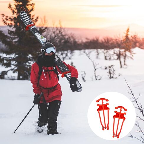 Cross Country Skis and Poles Holder, Universal Ski Pole Clips Holder Ski Pole Carrier Ski Accessories, 1 Pair, Red in Saudi Arabia