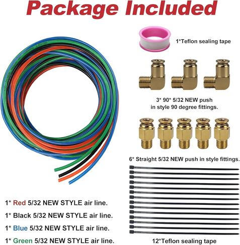 for 13 15 18 Eaton Fuller Transmissions Air Line Kit Includes 4 PU Lines, 6 Straight & 3 90-Degree Copper Fittings, 12 Ties & Teflon Tape in Kuwait