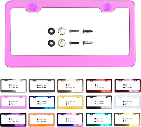One Inch Bottom License Plate Frame Black Chrome Gun Metal Gray Electroplating Universal Fit Aluminum Screw On Cap Cover, T304 Stainless Steel, Rust Proof Stainless Steel Screws (Qty: 1 Frame) in Kuwait