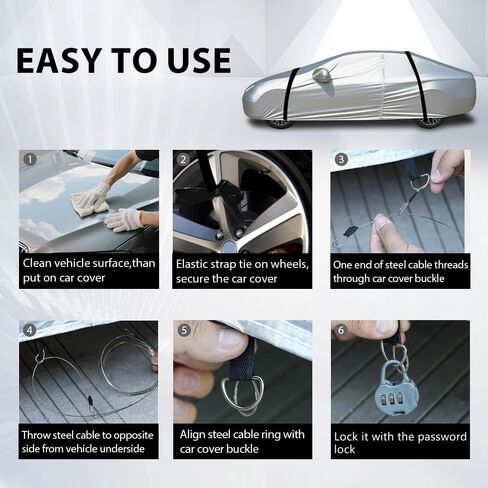Car Cover Waterproof All Weather For Universal Sedan,Full Exterior Cover with Door Zipper and Cotton Lining,Outdoor Rain Sun Snow UV Protection, Indoor Dust and Scratch Resistant 3L+ (189*71*59 inch) in Saudi Arabia