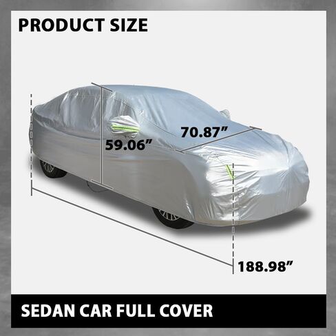 Car Cover Waterproof All Weather For Universal Sedan,Full Exterior Cover with Door Zipper and Cotton Lining,Outdoor Rain Sun Snow UV Protection, Indoor Dust and Scratch Resistant 3L+ (189*71*59 inch) in Saudi Arabia