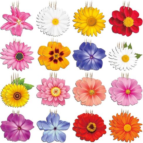 32 Pcs Wooden Flower Spring Ornaments for Tree, Sunflower Daisy Spring Summer Hanging Decorations, Tree Ornaments for Birthday Wedding Baby Shower Party Decoration in Saudi Arabia