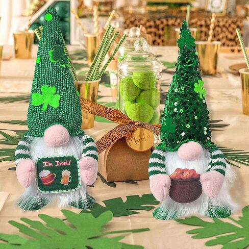 St Patricks Day Gnomes Plush with Light, 11inch St. Patrick's Day Irish Elf Tomte Gnome Decoration Ornaments Table Indoor Home Decor 2 Pack in Kuwait