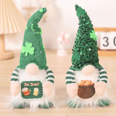 St Patricks Day Gnomes Plush with Light, 11inch St. Patrick's Day Irish Elf Tomte Gnome Decoration Ornaments Table Indoor Home Decor 2 Pack in Kuwait