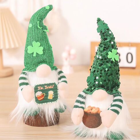 St Patricks Day Gnomes Plush with Light, 11inch St. Patrick's Day Irish Elf Tomte Gnome Decoration Ornaments Table Indoor Home Decor 2 Pack in Kuwait