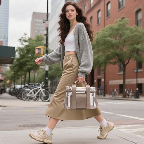WREWING Clear Tote Bags for Women, Crossbody Bag with Adjustable Straps, Handbag with Small Purse for Travel Work Sport in Kuwait