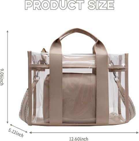 WREWING Clear Tote Bags for Women, Crossbody Bag with Adjustable Straps, Handbag with Small Purse for Travel Work Sport in Kuwait