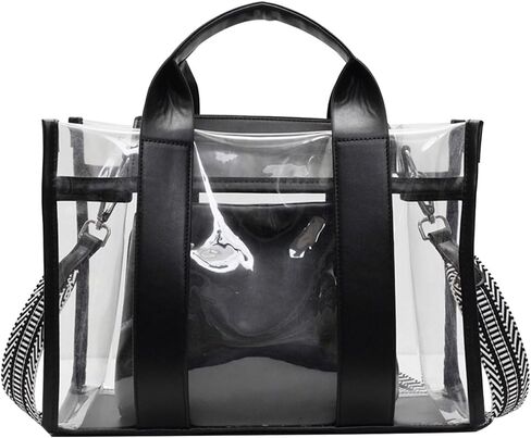 WREWING Clear Tote Bags for Women, Crossbody Bag with Adjustable Straps, Handbag with Small Purse for Travel Work Sport in Kuwait