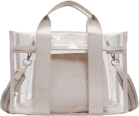 WREWING Clear Tote Bags for Women, Crossbody Bag with Adjustable Straps, Handbag with Small Purse for Travel Work Sport in Kuwait