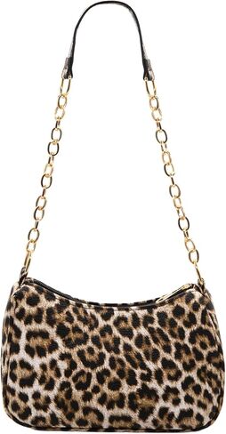 LJCZKA Leopard Print Shoulder Bag for Women Small Leopard Shoulder Purse y2k Clutch Tote Handbag Vintage Leather Underarm Bag in Saudi Arabia