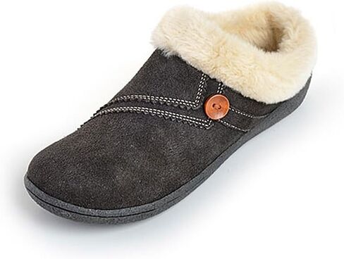 Clarks Womens Suede Leather Clog Slipper JMS0411B - Warm Plush Faux Fur Lining - Indoor Outdoor House Slippers For Women (7 M US, Black) in Saudi Arabia