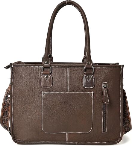 Merbaa Leather Tote Bag Western Cowhide Hair-On Tote Bag for Women Shoulder Bag Purse Handtooled With Adjustable Strap in Saudi Arabia