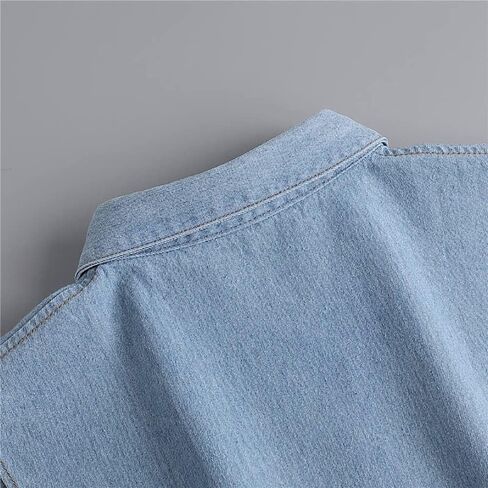 Stylish Unisex Dickey Collar Half Shirt Blouse - Peter Pan Faux Collar Denim for Women & Men (Blue) in Kuwait