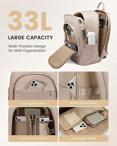 LOVEVOOK Laptop Backpack for Women, 17.3 Inch Business Backpack Purse, Large Capacity Casual Daypack, Work Computer Backpack, Travel Backpack for College, Champagne in Saudi Arabia