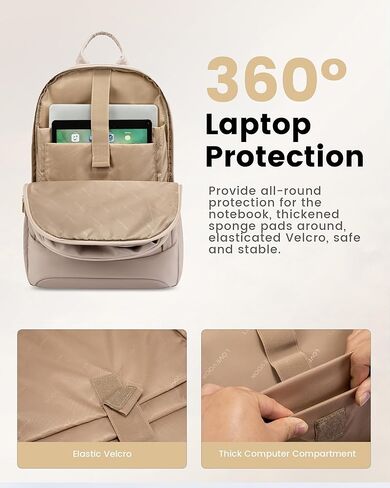 LOVEVOOK Laptop Backpack for Women, 17.3 Inch Business Backpack Purse, Large Capacity Casual Daypack, Work Computer Backpack, Travel Backpack for College, Champagne in Saudi Arabia