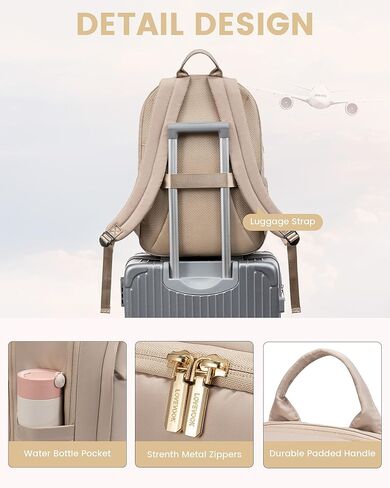 LOVEVOOK Laptop Backpack for Women, 17.3 Inch Business Backpack Purse, Large Capacity Casual Daypack, Work Computer Backpack, Travel Backpack for College, Champagne in Saudi Arabia