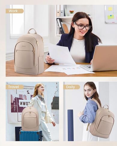 LOVEVOOK Laptop Backpack for Women, 17.3 Inch Business Backpack Purse, Large Capacity Casual Daypack, Work Computer Backpack, Travel Backpack for College, Champagne in Saudi Arabia