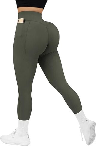 LSCZSLYH Ribbed Yoga Leggings for Women Workout Gym Tights Sports Leggings for Fitness High Waist Push Up Outfits Women in Saudi Arabia