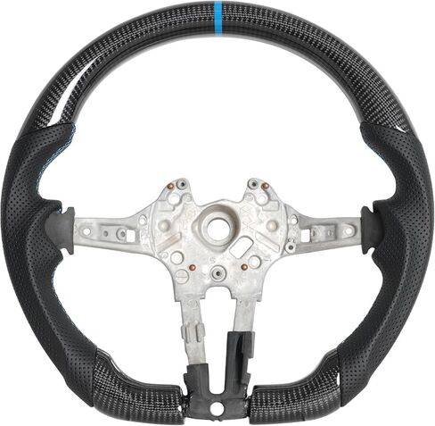 Carbon Fiber Steering Wheel for BMW 14-17 M5 F10 F12 F13 F30 F06 F07 D-Shaped Flat-Bottom with Nappa Perforated Leather White Stitching White Positioning Line in Saudi Arabia