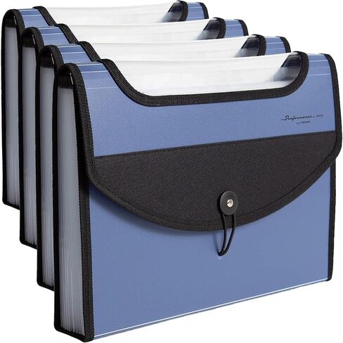 U Brands Expandable Blue 13-Pocket Performance Poly File Folder, Office Supplies, with Clear View Top in Kuwait