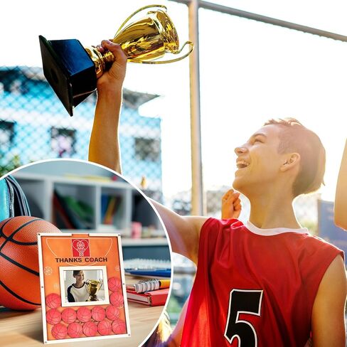 Basketball Frame Coach Gift with 13 Basketball Wood Chips Signature Pen for Women Men Team Player Hockey Cheer Coach Graduation Coach Frame Gifts ThanksCoach Gift in Kuwait