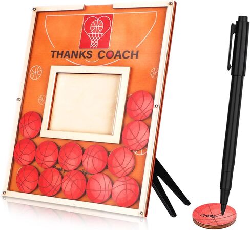 Basketball Frame Coach Gift with 13 Basketball Wood Chips Signature Pen for Women Men Team Player Hockey Cheer Coach Graduation Coach Frame Gifts ThanksCoach Gift in Kuwait