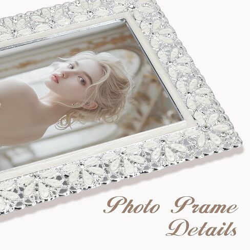 إطارات صور عتيقة مقاس 4 × 6، إطار معدني مع زجاج عالي الدقة مزخرف بالزهور لصور الزفاف والصور الشخصية، فكرة هدية فريدة من نوعها، هدايا عيد الحب/عيد الأم in Kuwait