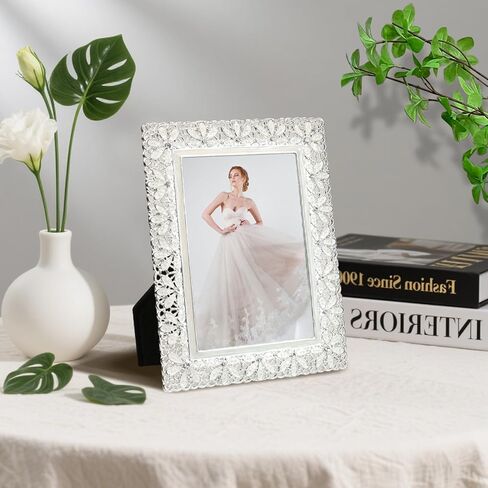 إطارات صور عتيقة مقاس 4 × 6، إطار معدني مع زجاج عالي الدقة مزخرف بالزهور لصور الزفاف والصور الشخصية، فكرة هدية فريدة من نوعها، هدايا عيد الحب/عيد الأم in Kuwait