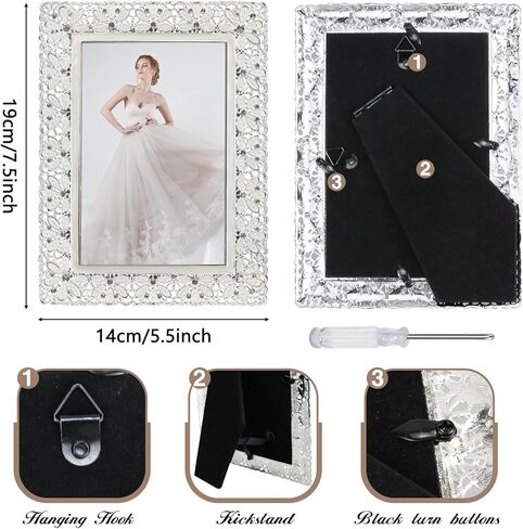 إطارات صور عتيقة مقاس 4 × 6، إطار معدني مع زجاج عالي الدقة مزخرف بالزهور لصور الزفاف والصور الشخصية، فكرة هدية فريدة من نوعها، هدايا عيد الحب/عيد الأم in Kuwait