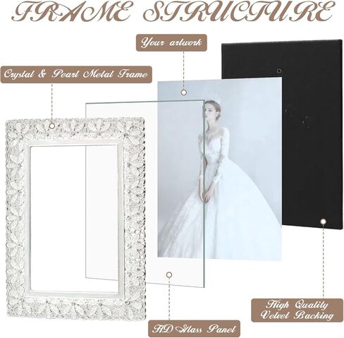 إطارات صور عتيقة مقاس 4 × 6، إطار معدني مع زجاج عالي الدقة مزخرف بالزهور لصور الزفاف والصور الشخصية، فكرة هدية فريدة من نوعها، هدايا عيد الحب/عيد الأم in Kuwait