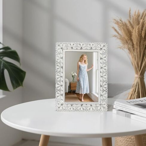 إطارات صور عتيقة مقاس 4 × 6، إطار معدني مع زجاج عالي الدقة مزخرف بالزهور لصور الزفاف والصور الشخصية، فكرة هدية فريدة من نوعها، هدايا عيد الحب/عيد الأم in Kuwait