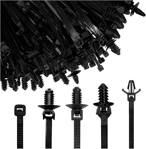 160PCS Car Cable Tie Buckle Zip Tie Clips, Nylon Self-Locking Vehicle Rivet Push Mount Zip Ties, Multifunctional Auto Fasteners Wire Harness Clips, Universal for SUV RV Truck in Kuwait