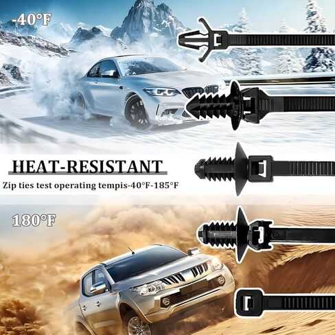 160PCS Car Cable Tie Buckle Zip Tie Clips, Nylon Self-Locking Vehicle Rivet Push Mount Zip Ties, Multifunctional Auto Fasteners Wire Harness Clips, Universal for SUV RV Truck in Kuwait