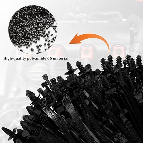 160PCS Car Cable Tie Buckle Zip Tie Clips, Nylon Self-Locking Vehicle Rivet Push Mount Zip Ties, Multifunctional Auto Fasteners Wire Harness Clips, Universal for SUV RV Truck in Kuwait