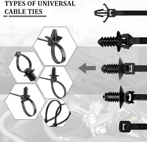 160PCS Car Cable Tie Buckle Zip Tie Clips, Nylon Self-Locking Vehicle Rivet Push Mount Zip Ties, Multifunctional Auto Fasteners Wire Harness Clips, Universal for SUV RV Truck in Kuwait