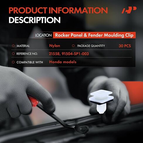 A-Premium 10mm Nylon Rocker Panel and Fender Moulding Retainer Clips Compatible with Honda Vehicles - Accord Civic HR-V 16-20, CR-V 02-16, Fit 18-20, Insight 19-21, Odyssey 11-21, 30 PCS (4.6 oz) in Saudi Arabia